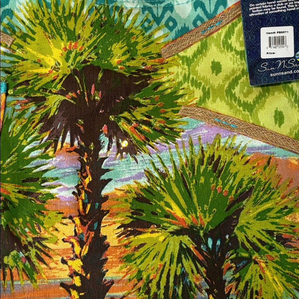 NEW! Paul Brent Canvas Palm Tree Themed Tote - Picture 4 of 8